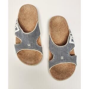 Spenco Women's Kholo Navy Blue/White Gingham Flat Sandals Size US 7